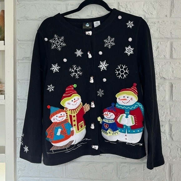 Vintage Sport Elle Holiday Snowman Sweater Size Medium - Picture 2 of 9